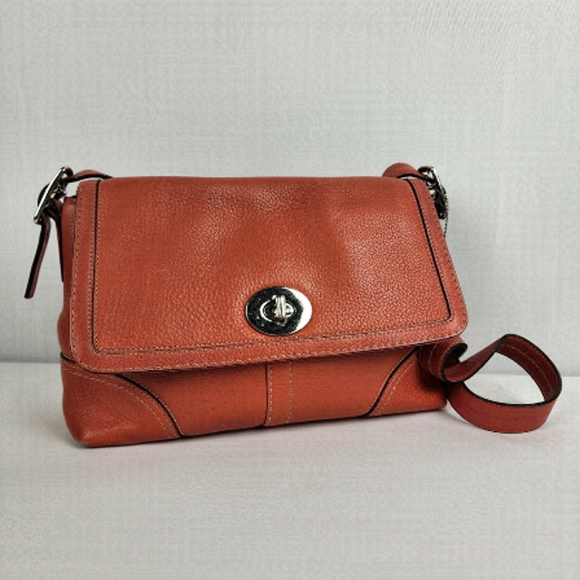 Coach Handbags - COACH Hampton Coral Pebbled Leather Shoulder Purse